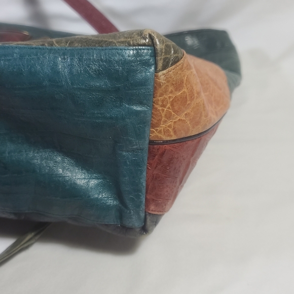 Sharif Vintage Large Multicolored Patchwork Boho Leather Tote Shoulder Bag Purse - Picture 11 of 16